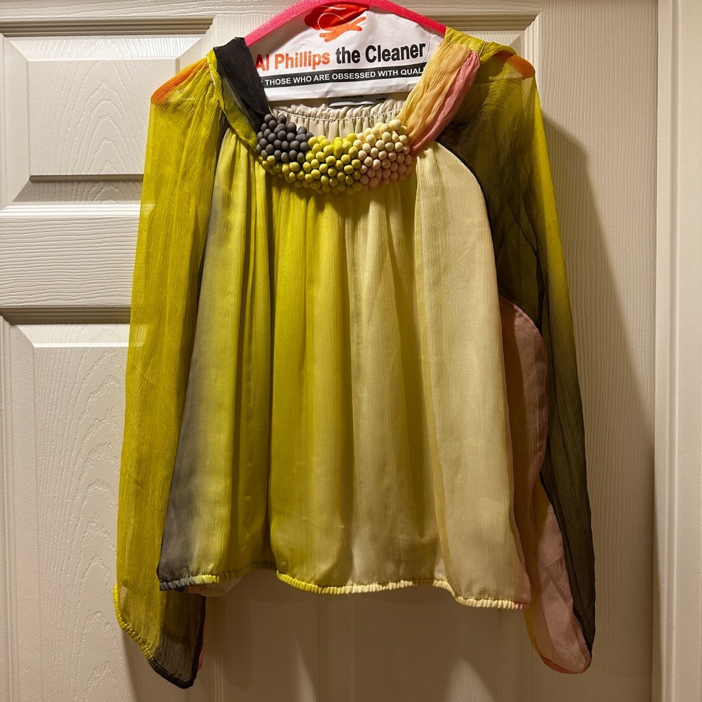 Cacharel Vintage 100% Silk Yellow Top. Size S. - Picture 2 of 8